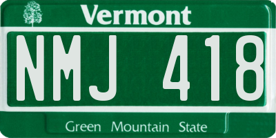 VT license plate NMJ418