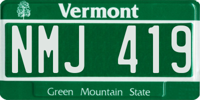 VT license plate NMJ419