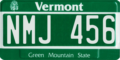VT license plate NMJ456