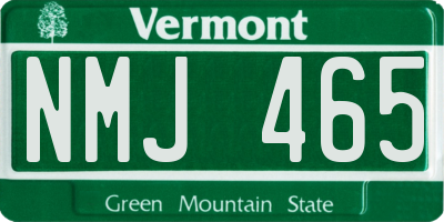 VT license plate NMJ465