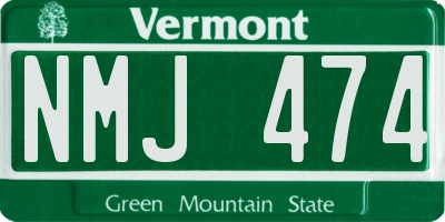 VT license plate NMJ474