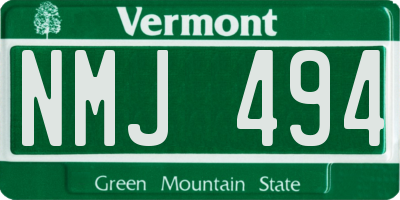 VT license plate NMJ494