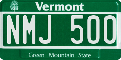 VT license plate NMJ500