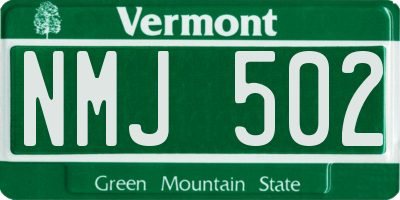 VT license plate NMJ502