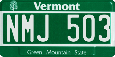 VT license plate NMJ503