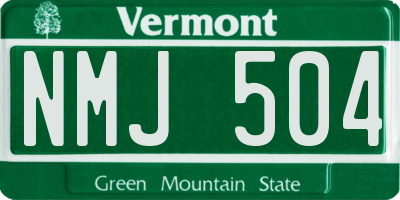 VT license plate NMJ504