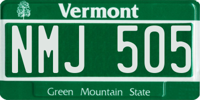VT license plate NMJ505