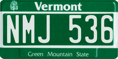 VT license plate NMJ536