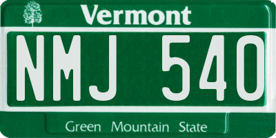 VT license plate NMJ540