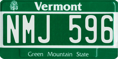 VT license plate NMJ596