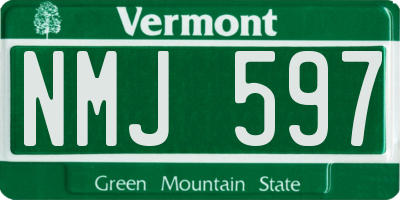 VT license plate NMJ597