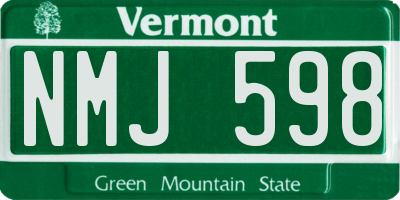 VT license plate NMJ598