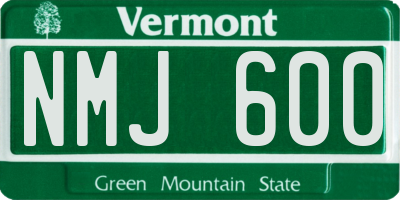 VT license plate NMJ600