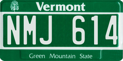 VT license plate NMJ614