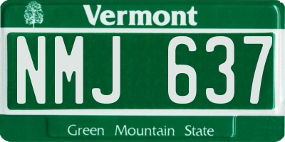 VT license plate NMJ637
