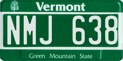 VT license plate NMJ638