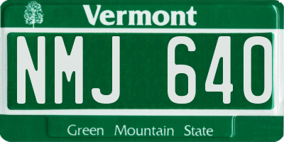 VT license plate NMJ640