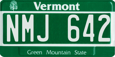 VT license plate NMJ642