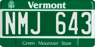VT license plate NMJ643