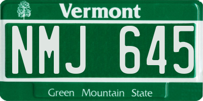 VT license plate NMJ645