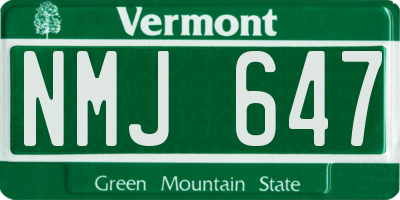 VT license plate NMJ647