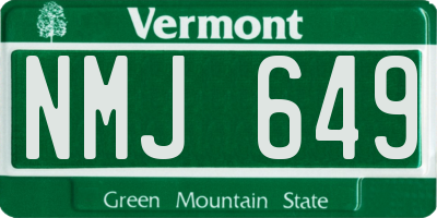 VT license plate NMJ649