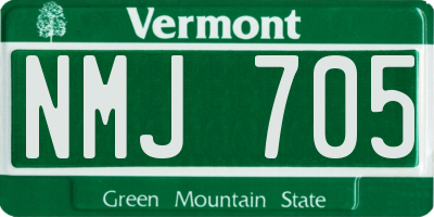 VT license plate NMJ705