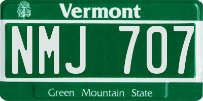 VT license plate NMJ707