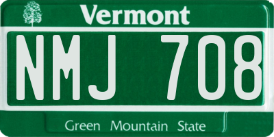 VT license plate NMJ708