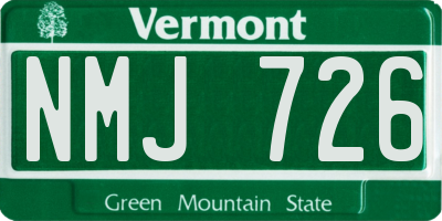 VT license plate NMJ726