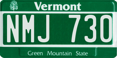 VT license plate NMJ730