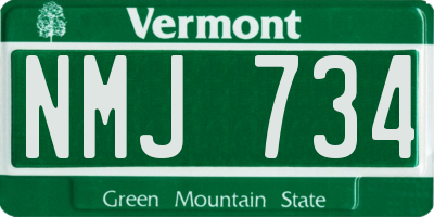 VT license plate NMJ734