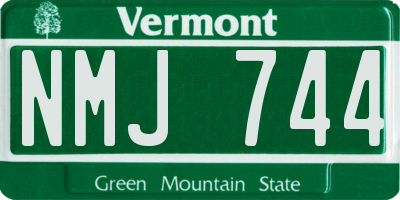 VT license plate NMJ744