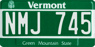 VT license plate NMJ745