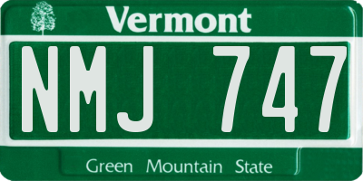 VT license plate NMJ747