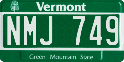 VT license plate NMJ749