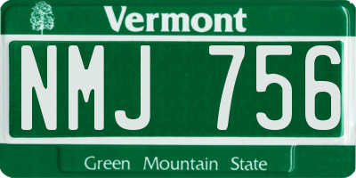 VT license plate NMJ756