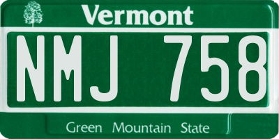 VT license plate NMJ758