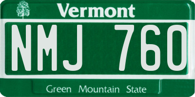 VT license plate NMJ760