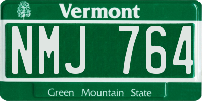 VT license plate NMJ764