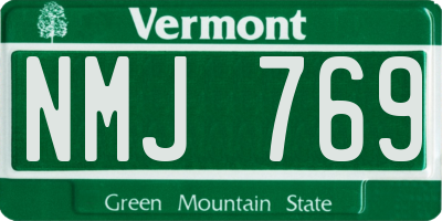 VT license plate NMJ769