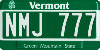 VT license plate NMJ777