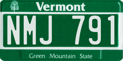 VT license plate NMJ791