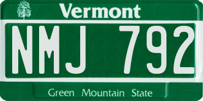 VT license plate NMJ792