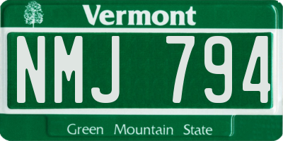 VT license plate NMJ794