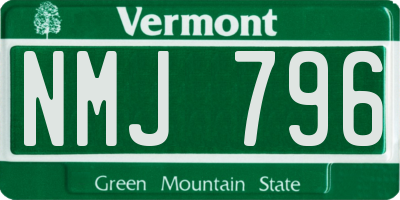 VT license plate NMJ796