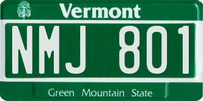 VT license plate NMJ801