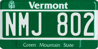 VT license plate NMJ802