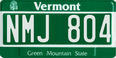 VT license plate NMJ804