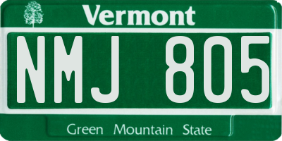 VT license plate NMJ805